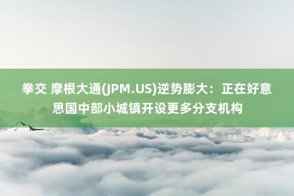 拳交 摩根大通(JPM.US)逆势膨大：正在好意思国中部小城镇开设更多分支机构