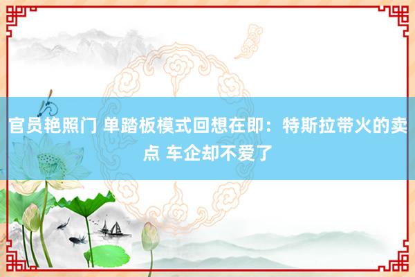 官员艳照门 单踏板模式回想在即：特斯拉带火的卖点 车企却不爱了